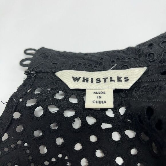 Whistles Page Size 12 US Eyelet Frill Broderie Dress Black Cotton Keyhole Zip - Picture 6 of 14
